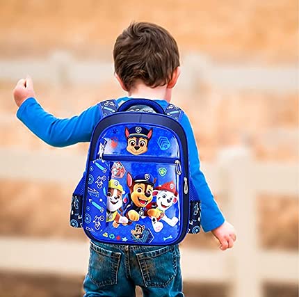 YKKJ Mochila Paw Patrol Niño, mochila para niños de dibujos animados impresos en 3D para niños en edad preescolar, jardín de infantes y escuela primaria. (Azul