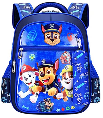 YKKJ Mochila Paw Patrol Niño, mochila para niños de dibujos animados impresos en 3D para niños en edad preescolar, jardín de infantes y escuela primaria. (Azul