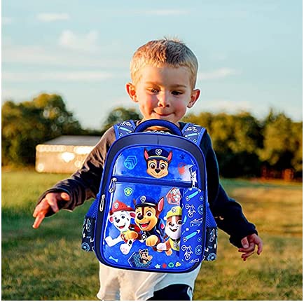 YKKJ Mochila Paw Patrol Niño, mochila para niños de dibujos animados impresos en 3D para niños en edad preescolar, jardín de infantes y escuela primaria. (Azul