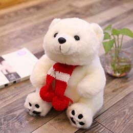 YMQKX 15-36cm Familia Oso Polar Juguete de Peluche Bufanda de Rayas Sentado Blanco Bebé Osos Polares Peluches Peluche Niños Regalo de Cumpleaños 15cm Pañuelo Rojo