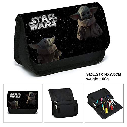 Yoda Star Wars, estuche de PVC con Cremallera, Estuche para Bolígrafos, Organizador de Papelería de Gran Capacidad, Bolsa con Cremallera Tipo Sándwich, 20 * 10 * 7,5 cm, 130 g