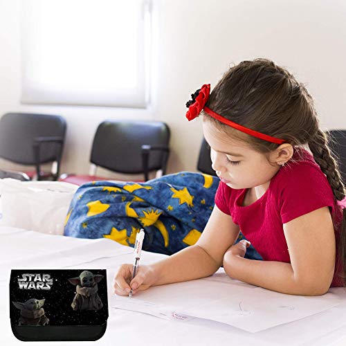 Yoda Star Wars, estuche de PVC con Cremallera, Estuche para Bolígrafos, Organizador de Papelería de Gran Capacidad, Bolsa con Cremallera Tipo Sándwich, 20 * 10 * 7,5 cm, 130 g