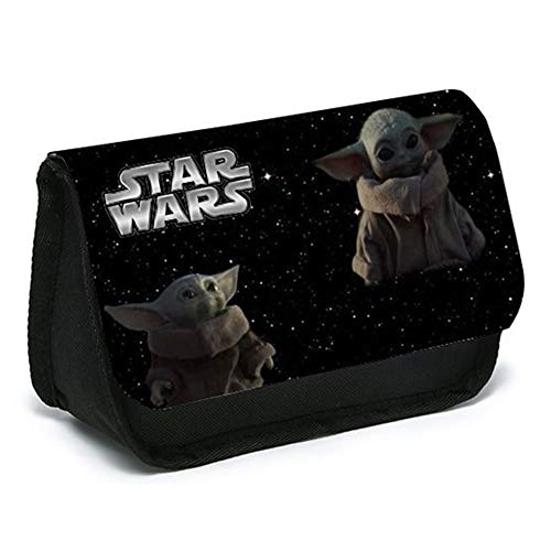 Yoda Star Wars, estuche de PVC con Cremallera, Estuche para Bolígrafos, Organizador de Papelería de Gran Capacidad, Bolsa con Cremallera Tipo Sándwich, 20 * 10 * 7,5 cm, 130 g