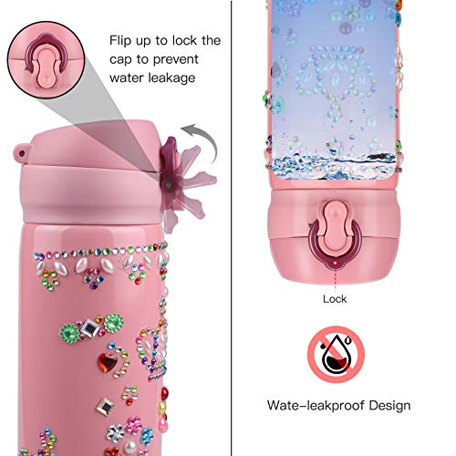 Yojoloin Botella Agua Niña, Cantimplora Infantil Termica Acero Inoxidable sin BPA Antigoteo con Bolsa, Juegos de Manualidades Regalo Cumpleaños Niña Niño 5 6 7 8 9 10 11 años