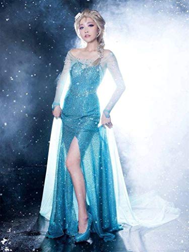 YOSICIL Disfraz Adulto Princesa de Cuento Elsa Costume Princesa Reino de Hielo para Mujer Traje de Fiesta de Navidad Halloween Cosplay Vestido de Princesa Elegante Princesa Halloween S-2XL