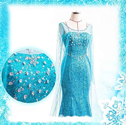 YOSICIL Disfraz Adulto Princesa de Cuento Elsa Costume Princesa Reino de Hielo para Mujer Traje de Fiesta de Navidad Halloween Cosplay Vestido de Princesa Elegante Princesa Halloween S-2XL