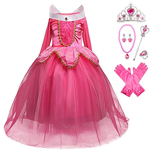 YOSICIL Disfraz de Bella Disfraces de Princesa Aurora Manga Larga Vestido de Princesa de Bella Durmiente Disfraz Accesorios Traje de Fiesta Carnaval Cumpleaños Regalo Navidad Halloween