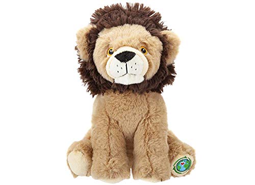 Your Planet Oso de peluche ecológico de 23 cm, diseño de elefante, león, panda, gorila de vida silvestre, hecho de 100% plástico reciclado, peluche Kawaii Cute Plushies (león)