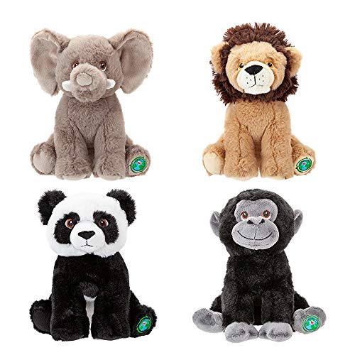 Your Planet Oso de peluche ecológico de 23 cm, diseño de elefante, león, panda, gorila de vida silvestre, hecho de 100% plástico reciclado, peluche Kawaii Cute Plushies (león)