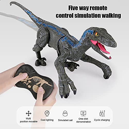 Ysimee Dinosaurio teledirigido con luz LED y Sonido, Dinosaurio de Control Remoto Electric Mando a Distancia T-Rex Dinosaurio, simulación de Rugido, sacudiendo la Cabeza, aleteo,batería incorporada