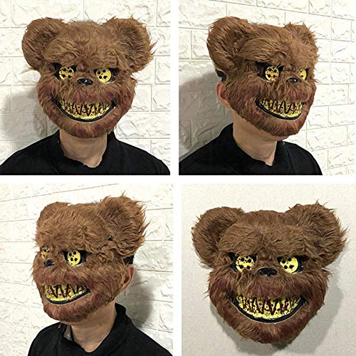 Yuan Ou Máscara Halloween Máscara de Halloween Máscara de Oso Asesino Sangriento Máscara de Terror de Halloween para niños Adultos Suministros de Fiesta Decoración Scary Prop Negro