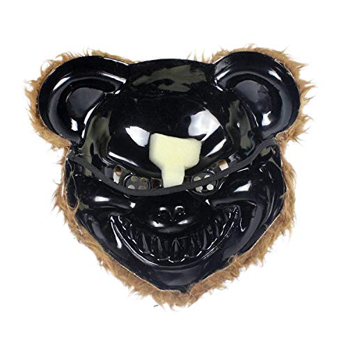 Yuan Ou Máscara Halloween Máscara de Halloween Máscara de Oso Asesino Sangriento Máscara de Terror de Halloween para niños Adultos Suministros de Fiesta Decoración Scary Prop Negro