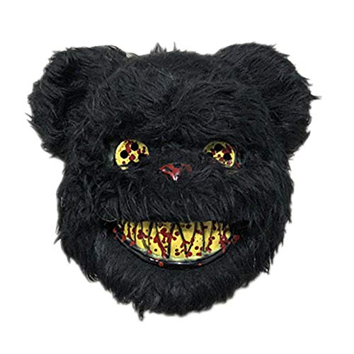 Yuan Ou Máscara Halloween Máscara de Halloween Máscara de Oso Asesino Sangriento Máscara de Terror de Halloween para niños Adultos Suministros de Fiesta Decoración Scary Prop Negro