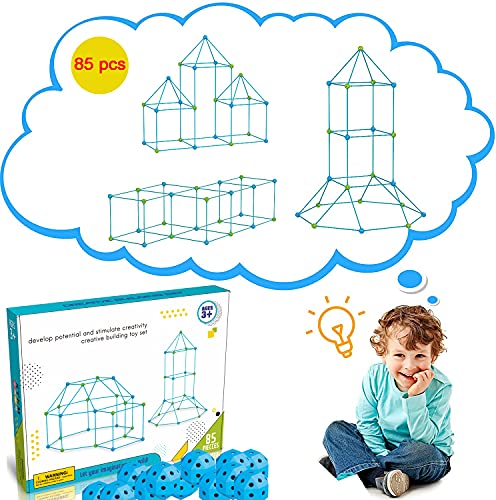 YUDOXN Kits de construcción con Palos, un magnífico Juguete de Regalo para niños y niñas de 3 a 12 años con el Que Construir túneles, Tienda de campaña, Torres, etc con un Total de 85 Piezas