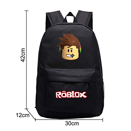 YUESEN Roblox Mochilas Negro Mochila de Gran Capacidad Infantiles Mochila de Ocio Bolsa de Viaje Mochila al Aire Libre Escolar Caricatura Impresa Mochila Adecuado Para Niños y Niñas.