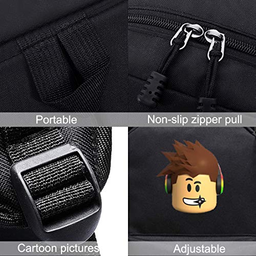 YUESEN Roblox Mochilas Negro Mochila de Gran Capacidad Infantiles Mochila de Ocio Bolsa de Viaje Mochila al Aire Libre Escolar Caricatura Impresa Mochila Adecuado Para Niños y Niñas.