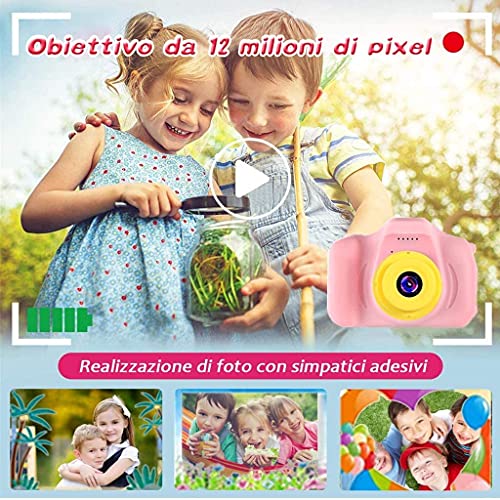 YunLone Cámara para Niños 12MP Selfie Cámara Digital 1080P HD Video Cámara Infantil 32GB TF Tarjeta, Estuche de Transporte, Batería Recargable 1200 mAh,2 Pulgadas, Regalos Juguete-Rosa