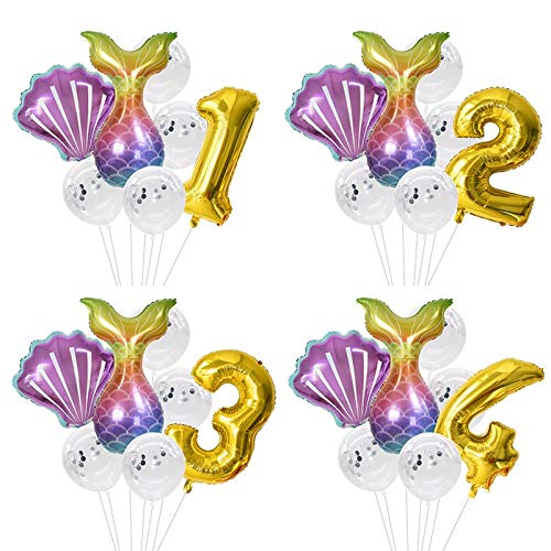 YUXIN ZHAOCHEN Ducha Número 32 Pulgadas púrpura Partido de la Sirena Globo de Oro Globos de bebé Niños Fiesta de cumpleaños Juguetes Juegos de Disfraces Helio (Color : A 5)