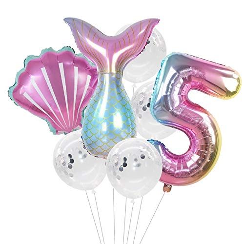 YUXIN ZHAOCHEN Ducha Número 32 Pulgadas púrpura Partido de la Sirena Globo de Oro Globos de bebé Niños Fiesta de cumpleaños Juguetes Juegos de Disfraces Helio (Color : A 5)