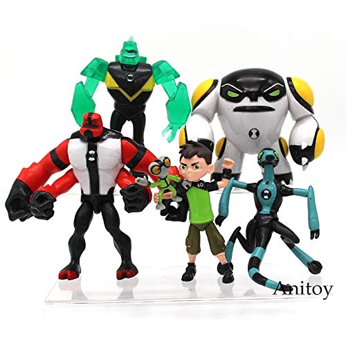 Yvonnezhang Ben 10 Ben Tennyson Cuatro Brazos Materia Gris Kineceleran Diamondhead Heatblast PVC Figuras de acción Juguetes para niños Regalos 9 unids / Set