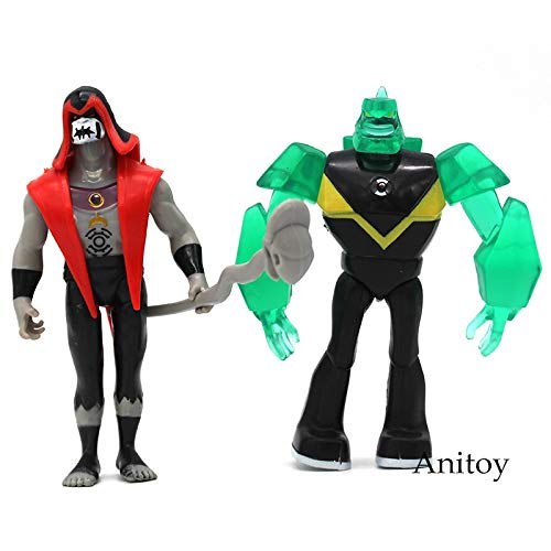 Yvonnezhang Ben 10 Ben Tennyson Cuatro Brazos Materia Gris Kineceleran Diamondhead Heatblast PVC Figuras de acción Juguetes para niños Regalos 9 unids / Set