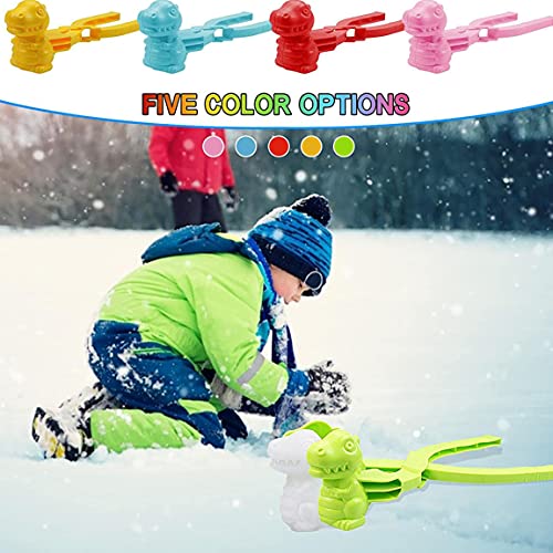 YWSM 5PCS Snowball Maker Toys - Dinosaur Shaped Snow Snowball Maker Clip,Dinosaur Shaped Snow Sand Mold Tool Winter Kids Outdoor Toys, for Kids Snow Ball Fights