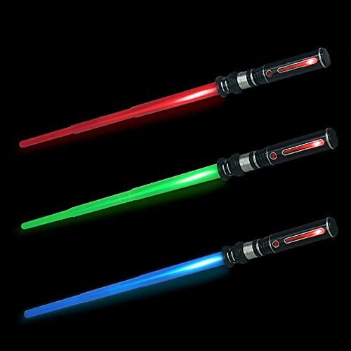 Y&Z 3 Espadas de luz telescópicas para niños, Darth Maul Light Up Laser Sword LED FX Juego de Espadas láser, 3 Colores con Sonido para Galaxy War Fighters y Warriors