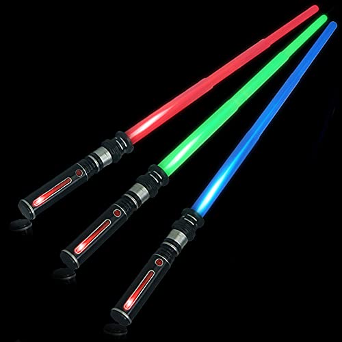 Y&Z 3 Espadas de luz telescópicas para niños, Darth Maul Light Up Laser Sword LED FX Juego de Espadas láser, 3 Colores con Sonido para Galaxy War Fighters y Warriors