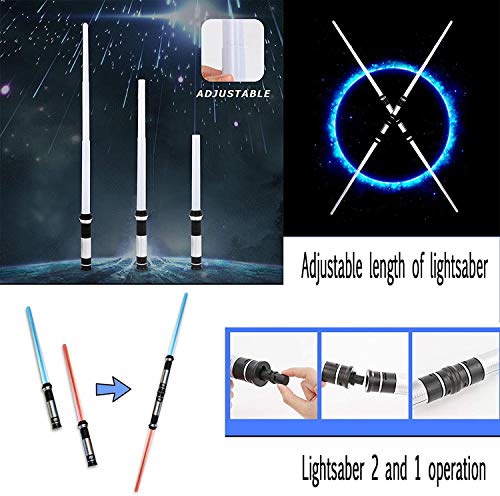 Y&Z Light Up Laser Sword 2-en-1 Led Fx Juego de Espadas láser Dual, Star Wars Lightsaber 7 Colores con Sonido para Galaxy War Fighters y Warriors Stocking Ideal Kid Gift