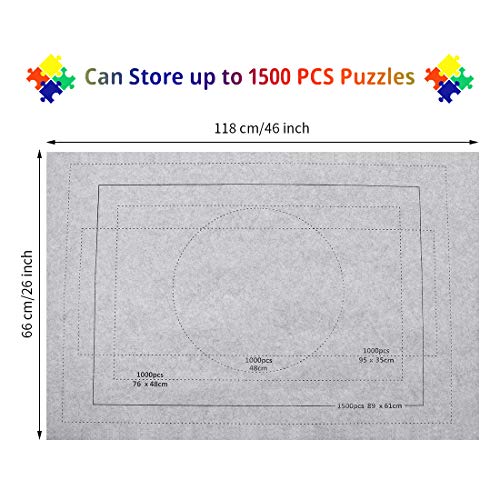 Zaloife Tapete Puzzle 1500 Piezas, Guarda Puzzle, Puzzle Roll Mat, Accesorios para Puzzles, Base Puzzle, Fieltro Tapiz Puzzle, Estera de Rompecabezas Portátil, Puzzle Alfombrilla Gris