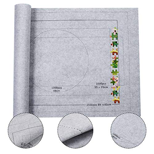 Zaloife Tapete Puzzle 1500 Piezas, Guarda Puzzle, Puzzle Roll Mat, Accesorios para Puzzles, Base Puzzle, Fieltro Tapiz Puzzle, Estera de Rompecabezas Portátil, Puzzle Alfombrilla Gris