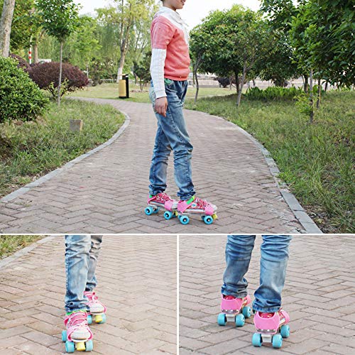 ZCRFY Patines Niña Ajustables, Patines 4 Ruedas Niño Principiante Exterior con Equipo de Proteccion,Regalos de Cumpleaños para Niños,Pink1-（25-36） Code