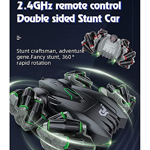 ZDYHBFE Control Remoto Stunt Car Cyclone Recargable RC Radio Abatible De Doble Cara Off Road Vehículo De Alta Velocidad Off Road Coches RC para Niños De 4-7,8-12