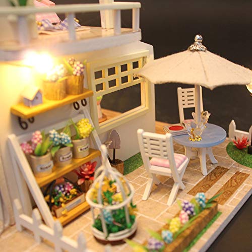 Zerodis- Casa de la Princesa cabaña ensamblada a Mano, casa de muñecas Hecha a Mano en Miniatura de Madera Muebles de Dormitorio de artesanía casa de muñecas para niños