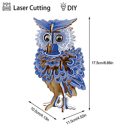 Zerodis Rompecabezas de Madera en 3D, DIY Building Owl Puzzle Blocks Kit Científico Invención Modelo Ciencia Decoración para el hogar Juguete Educativo para niños