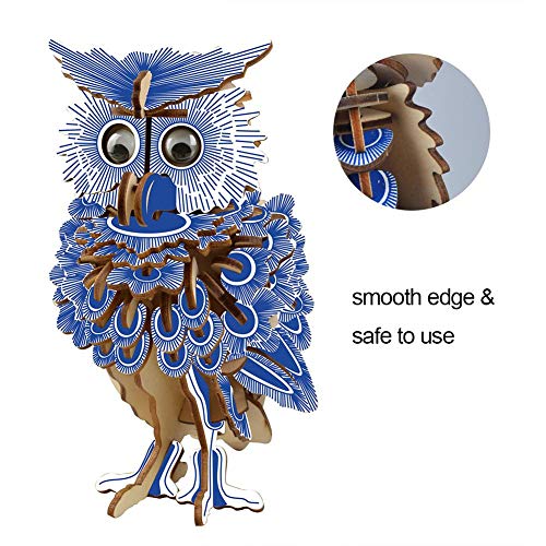 Zerodis Rompecabezas de Madera en 3D, DIY Building Owl Puzzle Blocks Kit Científico Invención Modelo Ciencia Decoración para el hogar Juguete Educativo para niños