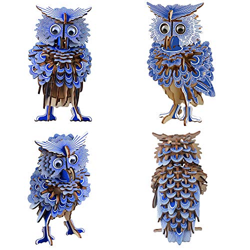 Zerodis Rompecabezas de Madera en 3D, DIY Building Owl Puzzle Blocks Kit Científico Invención Modelo Ciencia Decoración para el hogar Juguete Educativo para niños