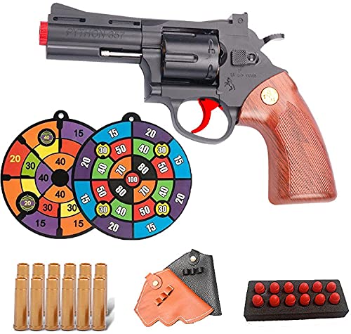 Zhiqu-NB Classic Revolver Soft Bullet Toy Gun, Revolver Cowboy Soft Bullet Gun -EVA Esponja Bullet Boy Versus Toy Gun -1: 1 Tamaño Marco de aleación Disparo de Largo Alcance Soft Bullet Gun