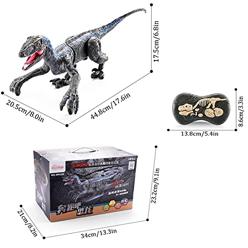 ZHYX Juguete de Dinosaurio a Control Remoto, Juguetes de Dinosaurio para Caminar y rugir, Juguete de simulación de Dinosaurios,Blue