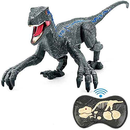 ZHYX Juguete de Dinosaurio a Control Remoto, Juguetes de Dinosaurio para Caminar y rugir, Juguete de simulación de Dinosaurios,Blue