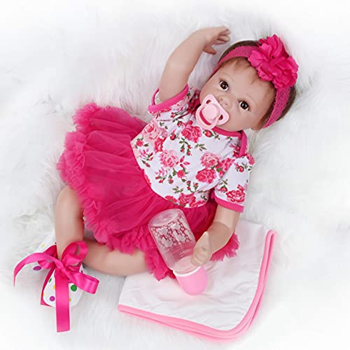 ZIYIUI 22 Inch 55 cm Muñecas Reborn bebé Niña Handmade Soft Vinyl Realistic Baby Doll Toddler Gift Newborn Baby Doll Christmas Gifts ，Birthday Gifts