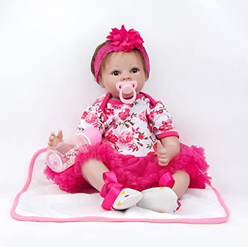 ZIYIUI 22 Inch 55 cm Muñecas Reborn bebé Niña Handmade Soft Vinyl Realistic Baby Doll Toddler Gift Newborn Baby Doll Christmas Gifts ，Birthday Gifts