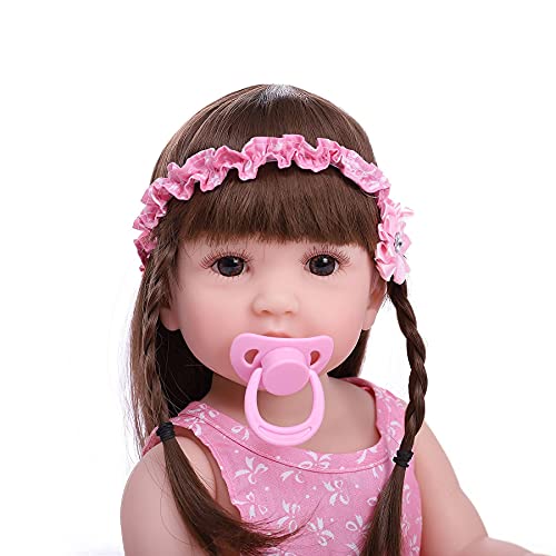 ZIYIUI 22 Pulgadas 55 cm Muñeca Reborn Realista de Toda Silicona Recién Nacido Bebé Reborn niñas Vida Real Hecho a Mano de Cuerpo Completo Muñeca de Pelo Largo Realista Juguetes