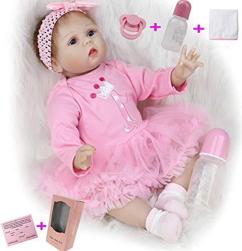 ZIYIUI 22 Pulgadas 55 cm Muñecas Bebé Reborn Niña Silicona Suave Vinilo Vida Real Realista Hecho a Mano Juguetes de Niño y Niña Mejor Regalos de Cumpleanos Reborn Niña Reborn Toddler