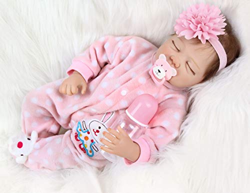 ZIYIUI 22 Pulgadas 55 cm Muñeco Reborn Bebé Chicas Durmiendo Reborn Silicona Blanda Realistas Bebe Reborn Niña Regalos Navideños Reborn Dolls