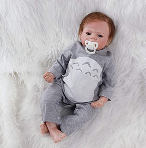 ZIYIUI 22inch 55 cm Muñeca Reborn Bebé Niño Pequeño Suave Silicona Vinilo Realista Reborn Baby Doll Niñas Juguetes Bebes Recien Nacidos Ojos Abiertos Recién Nacido Niño