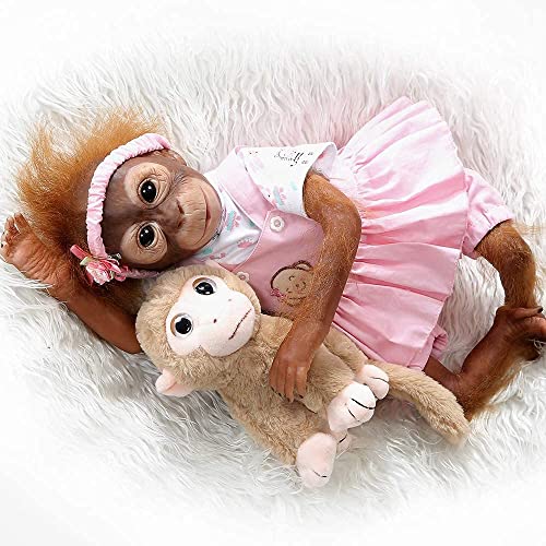 ZIYIUI Mono Reborn Muñecas 21 Pulgadas 52 cm Silicona Suave Vinilo Bebé Reborn Mono Niño Hecho a Mano Cuerpo Completo Realista Reborn Doll Juguetes