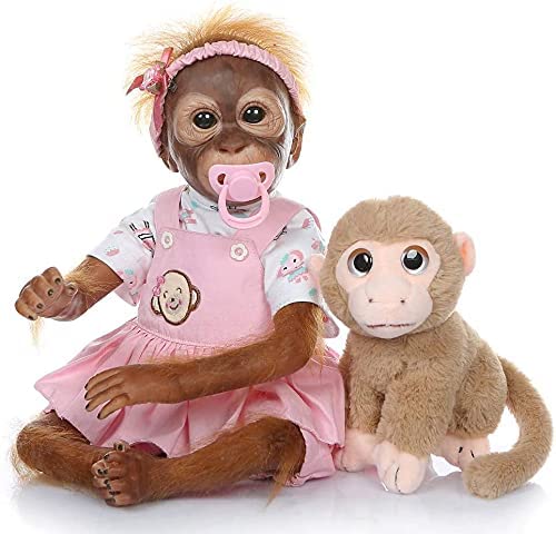 ZIYIUI Mono Reborn Muñecas 21 Pulgadas 52 cm Silicona Suave Vinilo Bebé Reborn Mono Niño Hecho a Mano Cuerpo Completo Realista Reborn Doll Juguetes