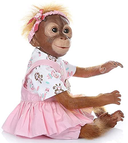 ZIYIUI Mono Reborn Muñecas 21 Pulgadas 52 cm Silicona Suave Vinilo Bebé Reborn Mono Niño Hecho a Mano Cuerpo Completo Realista Reborn Doll Juguetes