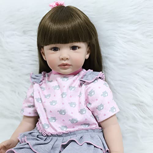 ZIYIUI Muñeca Reborn 60 cm 24 Pulgadas Muñeco Bebé Real Reborn Niña Realista Reborn Doll Regalos Juguetes Silicona Vinilo Suave Pelo Largo Reborn niñas Regalos Juguetes Navidad